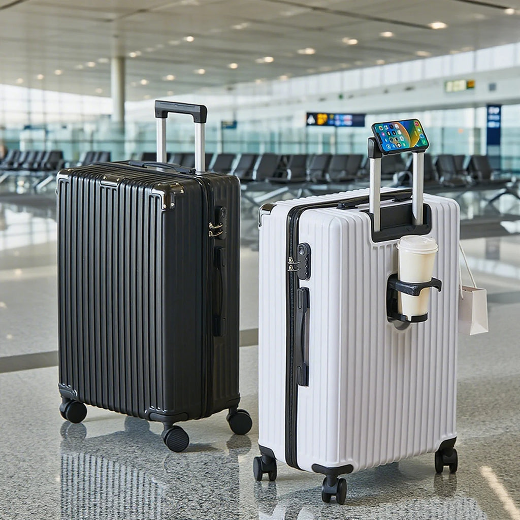 20-26 inch luggage with cup holder phone holder travel suitcase rolling luggage large capacity suitcase middle size luggage