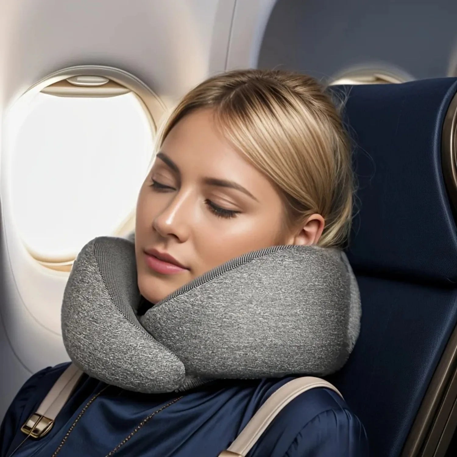 Travel Neck Pillow Car Neck Memory Foam Pillow U-Shaped Portable Auto Headrest Pillow Adjustable Traveling Sleeping Neck Pillow