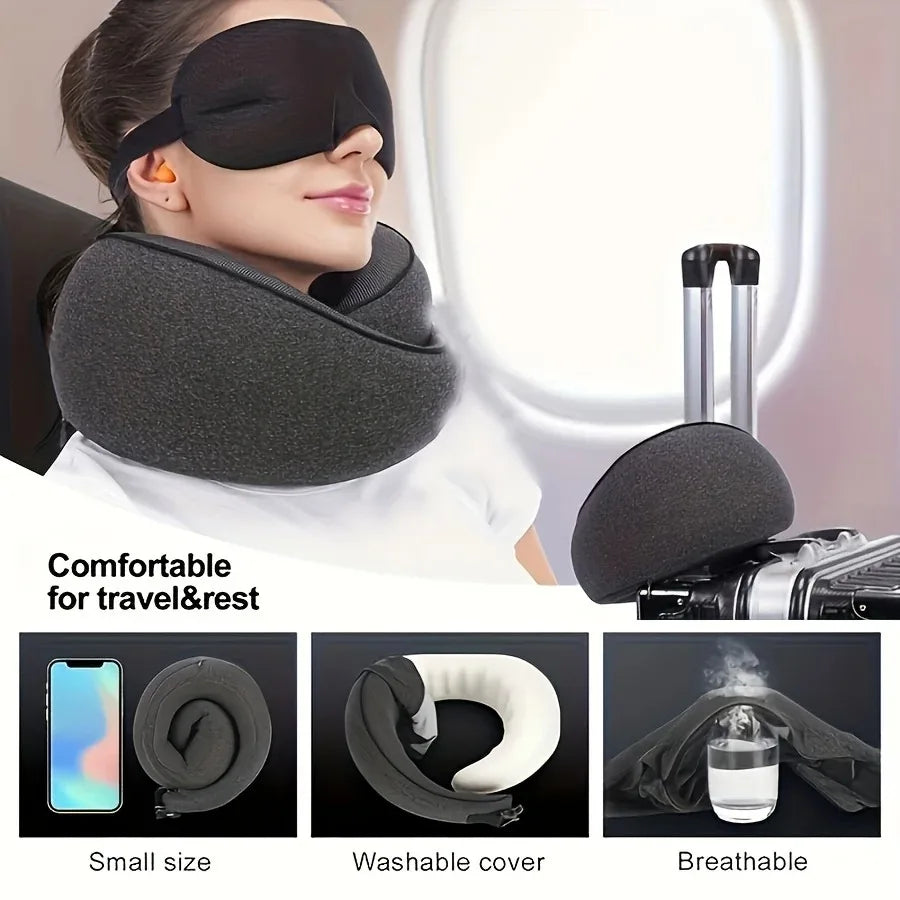 Travel Neck Pillow Car Neck Memory Foam Pillow U-Shaped Portable Auto Headrest Pillow Adjustable Traveling Sleeping Neck Pillow