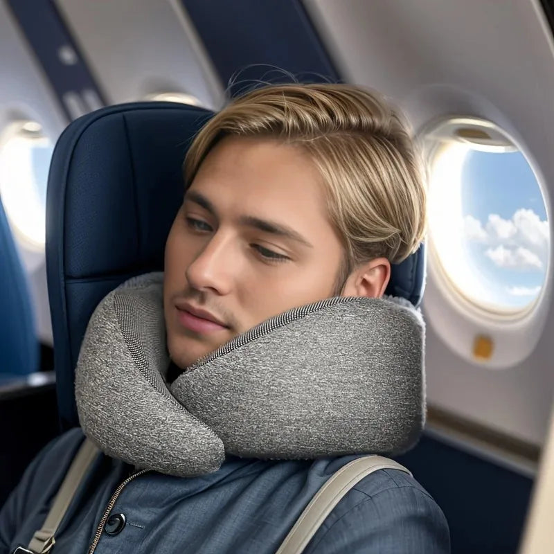 Travel Neck Pillow Car Neck Memory Foam Pillow U-Shaped Portable Auto Headrest Pillow Adjustable Traveling Sleeping Neck Pillow