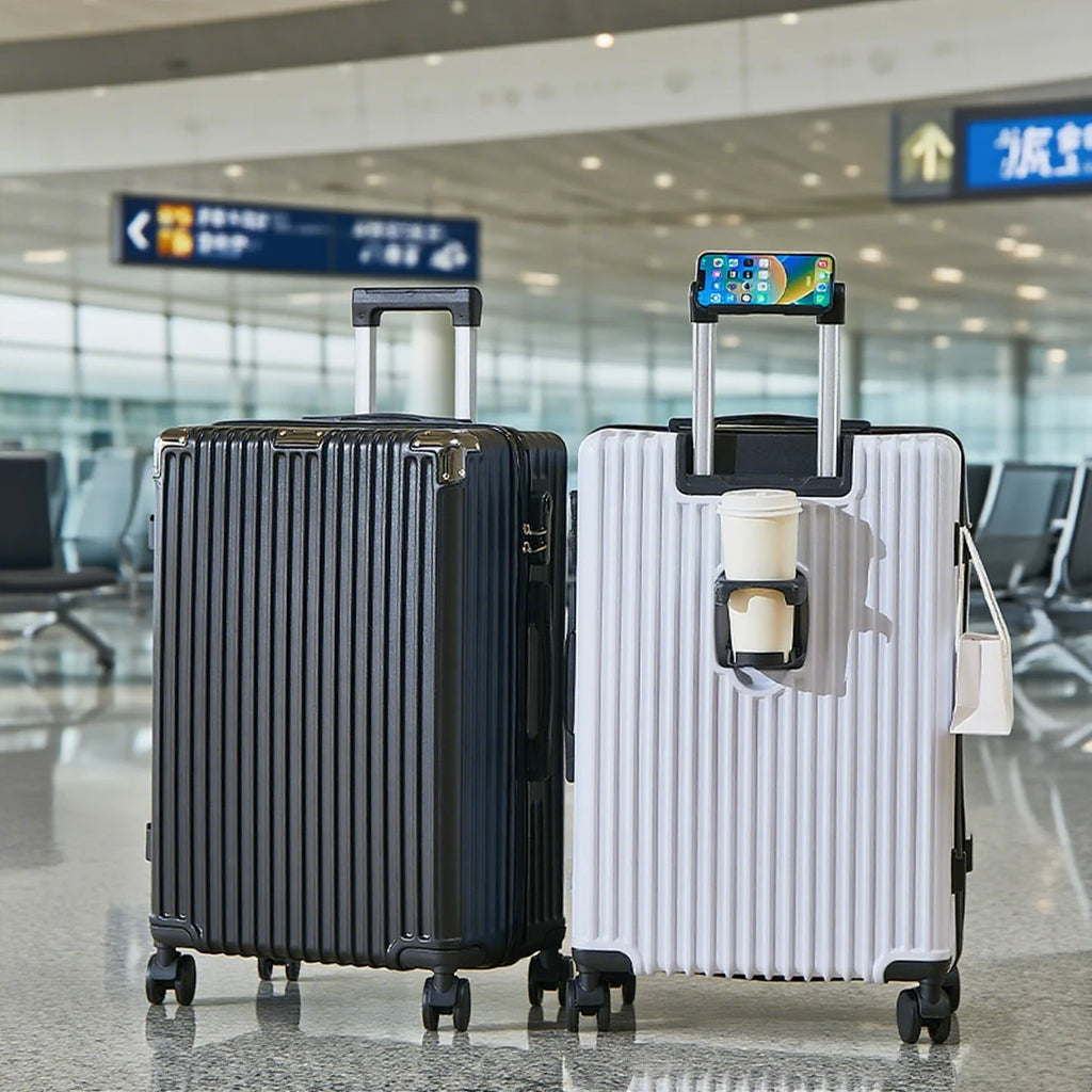 20-26 inch luggage with cup holder phone holder travel suitcase rolling luggage large capacity suitcase middle size luggage
