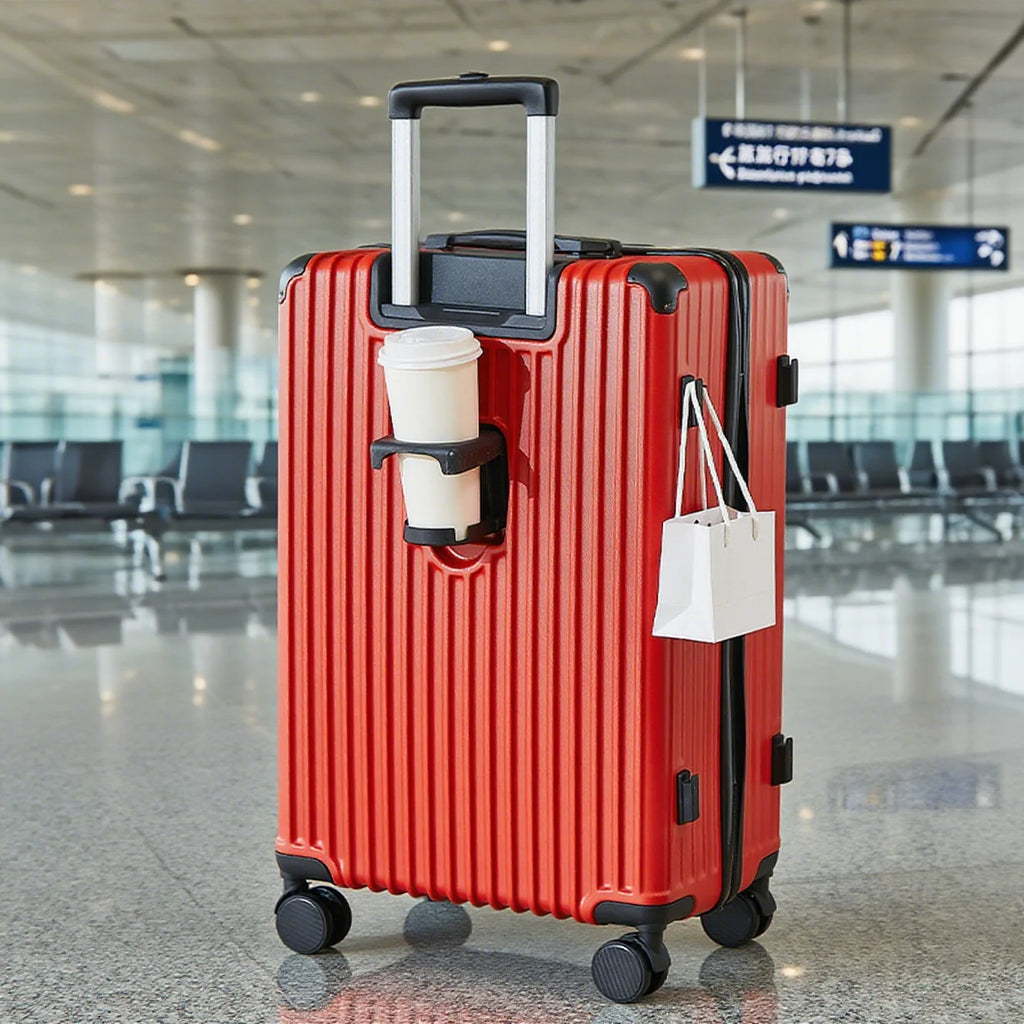 20-26 inch luggage with cup holder phone holder travel suitcase rolling luggage large capacity suitcase middle size luggage