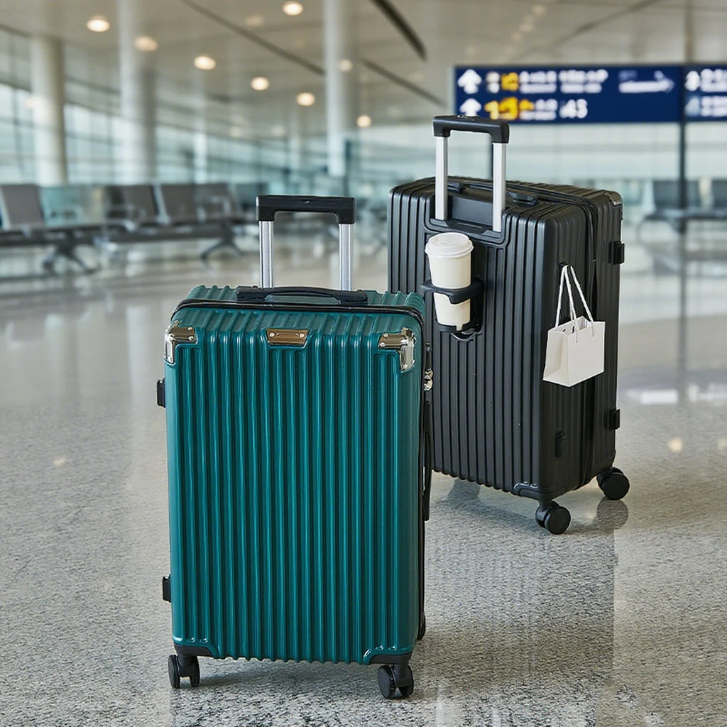 20-26 inch luggage with cup holder phone holder travel suitcase rolling luggage large capacity suitcase middle size luggage